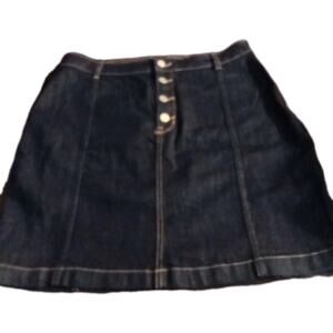 Banana Republic Classic Denim Skirt Dark Wash Sz. 6 Button Fly Midi